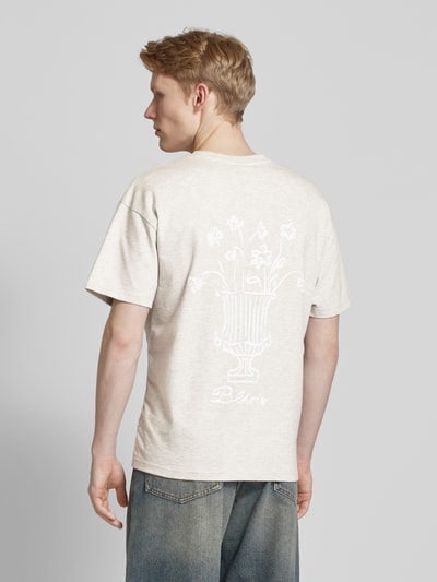 BLKVIS T-shirt met motief- en labelprint, model 'VASO' Lichtgrijs gemêleerd - 5