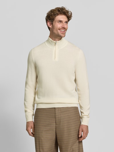BOSS Regular Fit Pullover aus Schurwoll-Kaschmir-Mix Modell 'H-Hemarlo' Offwhite 4