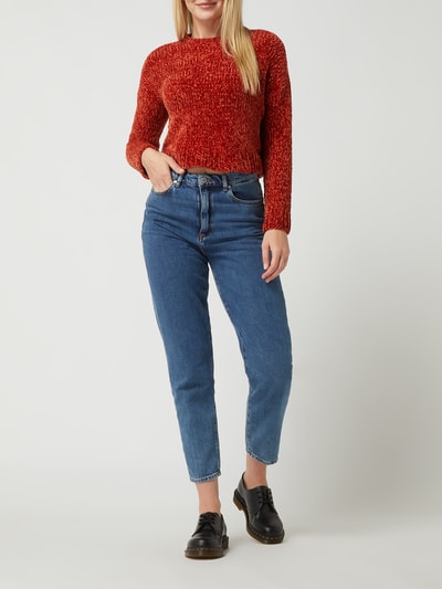 Only Cropped Pullover aus Samtgarn Modell 'Shilla' Rot 1