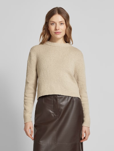 Windsor Cropped Strickpullover mit gerippten Abschlüssen Beige Melange 4