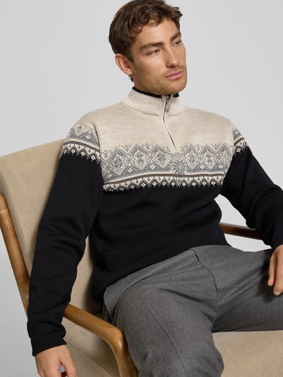 Dale of Norway Wollen pullover met labelstitching, model 'Moritz Mens' Zwart - 3