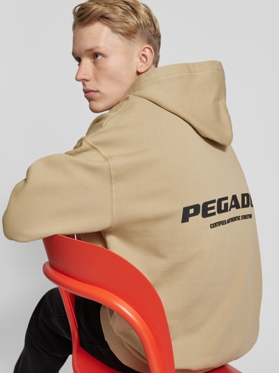 Pegador Oversized Hoodie mit Label-Print Beige 3