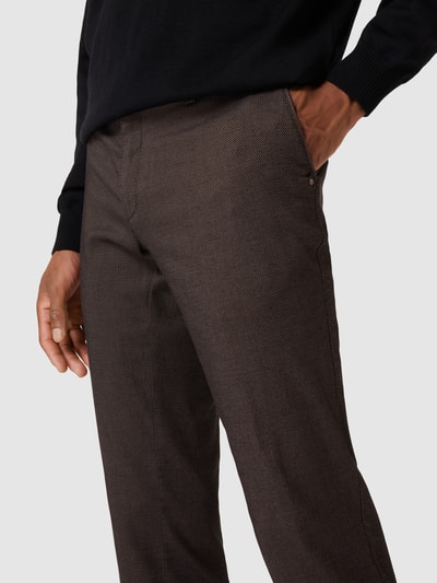 Brax Regular fit broek met structuurmotief, model 'Fabio' Middenbruin - 3