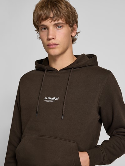 Jack & Jones Hoodie mit Label-Print Modell 'SOHO' Dunkelbraun 3