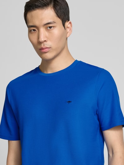 Fynch-Hatton T-shirt met logostitching Koningsblauw - 3