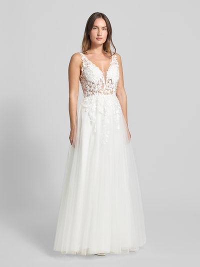 Luxuar Regular fit bruidsjurk met gebloemd kant Offwhite - 1