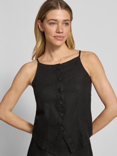 ICHI Top bluzkowy z mieszanka lnu i wiskozy model 'LINNO' Czarny 3