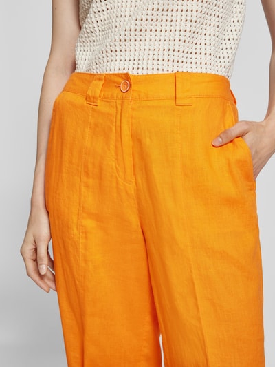 s.Oliver RED LABEL Wide leg linnen broek met vaste persplooien Oranje - 3