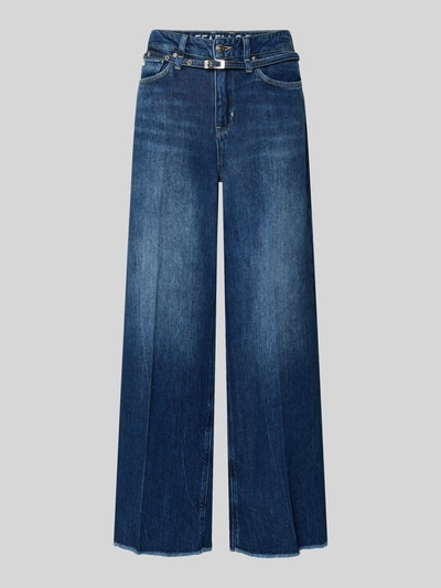 Produktfoto, Wide Leg Jeans mit Gürtel Modell 'SVENTY' von Raffaello Rossi aus Baumwoll-Lyocell-Mix, Cropped, Fransen, dunkelblau