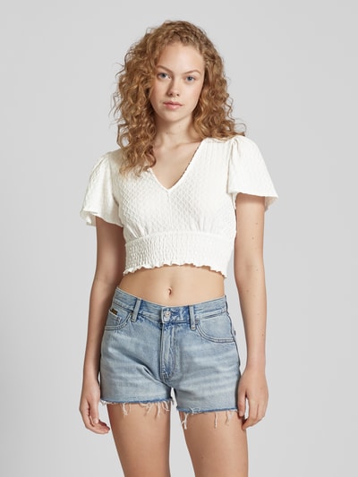Only Crop Top mit Smok-Details Modell 'HANNAH' Offwhite 4