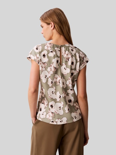 Calvin Klein Womenswear Blusentop mit Allover-Muster Khaki Melange 5