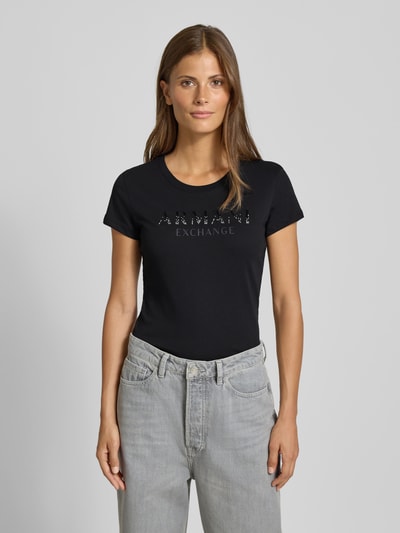 ARMANI EXCHANGE T-Shirt mit Ziersteinbesatz und Rundhalsausschnitt Black 4