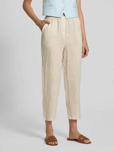 MANGO Caprihose aus Leinen mit elastischem Bund Modell 'LINEN' Beige 4
