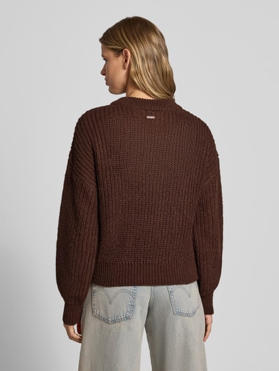 HUGO Blue Regular fit pullover van materiaalmix met alpaca-aandeel model 'Slogeryna_B' Middenbruin - 5