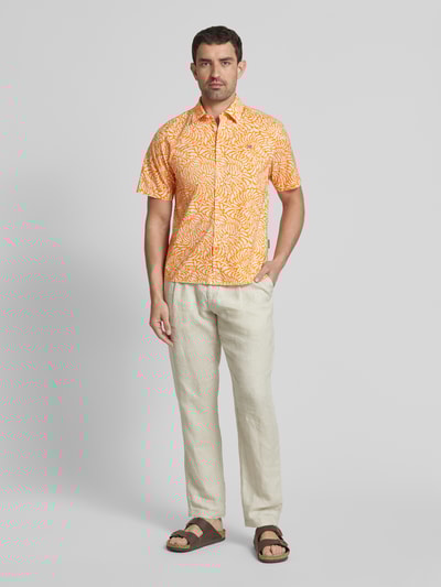 Napapijri Koszula casualowa o kroju slim fit z wyhaftowanym logo Pomarańczowy 1