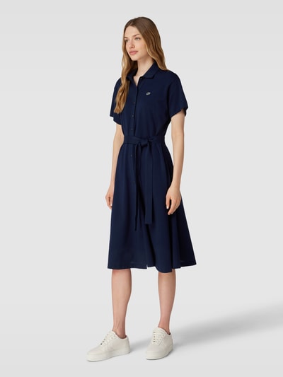 Lacoste Hemdblusenkleid mit Bindegürtel Marine 1