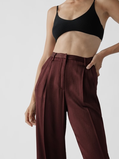 Forte Forte Seidenhose mit Strukturmuster Schokobraun 3
