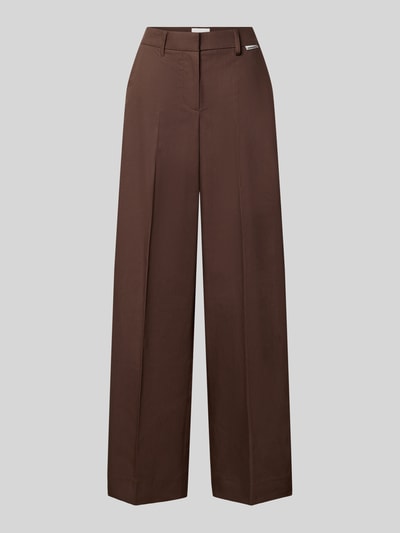 Produktfoto, braune weite Hose aus Lyocell-Mix mit glatter Oberfläche, klare Linien, Weite Hose aus Lyocell-Mix Modell 'LEANDRAA' von ARMEDANGELS, Damen Weite Hose