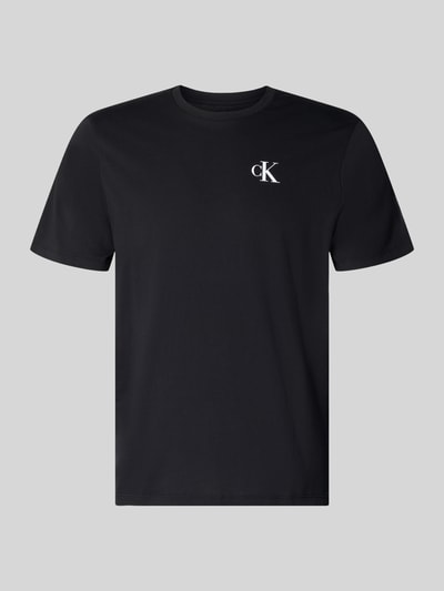 Produktfoto, Regular Fit T-Shirt mit Logo-Print von Calvin Klein Jeans in Schwarz, reine Baumwolle, Rundhalsausschnitt, Rückenlänge 68 cm bei Größe M