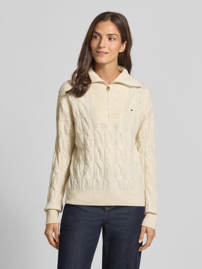 Tommy Hilfiger Regular fit schipperstrui van zuivere wol Ecru - 4