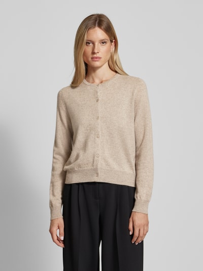 S.Marlon Kasjmier cardigan met ronde hals Taupe - 4