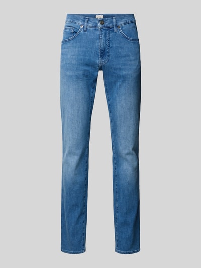 Produktfoto, Slim Fit Jeans mit Eingrifftaschen Modell 'Chuck' von BRAX aus Baumwoll-Elasthan-Mix in Blau, Herren Jeans, glatte Textur