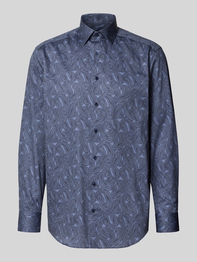 Produktfoto, Comfort Fit Businesshemd aus reiner Baumwolle von OLYMP, Herren Businesshemd in Blau mit Paisley-Muster und glatter Textur