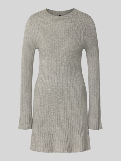 Productfoto, grijs ribgebreid eng anliegend vrijetijdsjurk uit viscosemix model 'MICHELLA' van ONLY, Dames tricotjurk