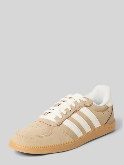 Produktfoto, Sneakersy z naturalnej skóry z zaokrąglonym czubkiem, wiązaniem, gumową podeszwą, model 'BREAKNET SLEEK' od adidas Sportswear, wysokość obcasa 2 cm, wysokość cholewki 7 cm, szerokość cholewki 6 cm