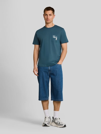 Tom Tailor Denim Regular Fit T-Shirt aus reiner Baumwolle Petrol 1