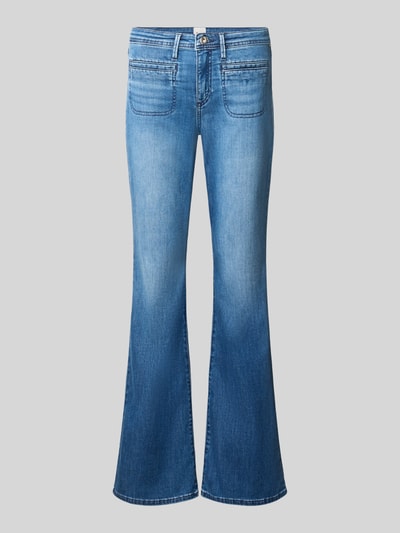 Produktfoto, Bootcut-Jeans aus Baumwoll-Mix Modell 'SHAKIRA' von Brax im klassischen Midblue, klare Nähte, strukturierte Denimoberfläche, Damen Bootcut-Jeans von Brax