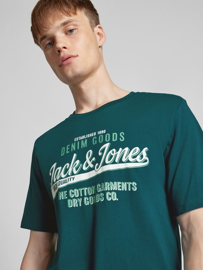 Jack & Jones T-Shirt mit Label-Print Modell 'ELOGO' Petrol 3