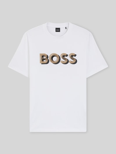 BOSS Regular Fit T-Shirt aus merzerisierter Baumwolle Modell 'THOMPSON 656' Weiss 2