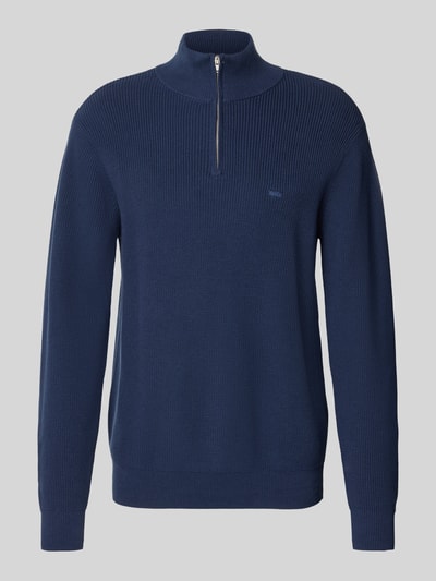 Produktfoto, Regular Fit Troyer in Strick-Optik von Levi's®, Herren, reine Baumwolle, navyblau, elastische Abschlüsse, Logo-Stitching
