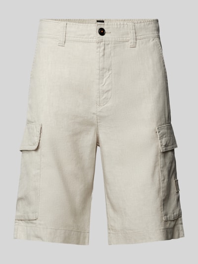 BOSS Orange Relaxed Fit Cargoshorts mit Gürtelschlaufen Modell 'Sisla' Ecru 1