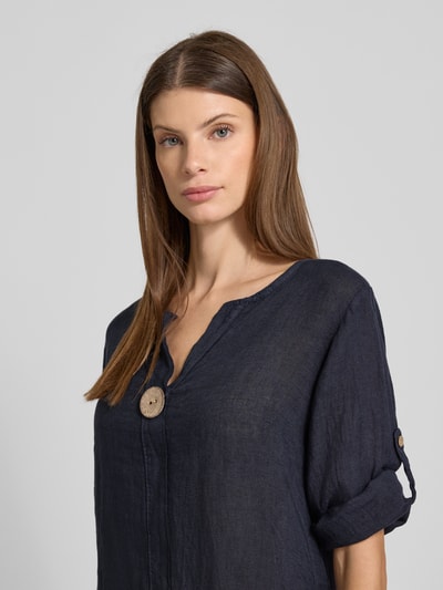 ZABAIONE Linnen jurk met tuniekkraag Marineblauw - 3