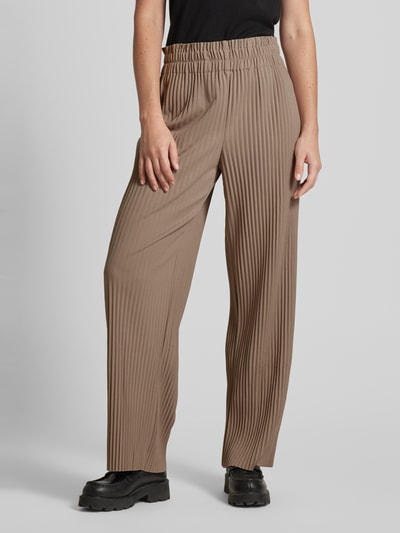 YAS High waist broek met plooien, model 'ALISA' Taupe - 4