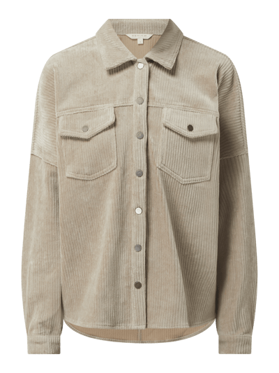 Review Corduroy blouse met stretch  Steengrijs - 2