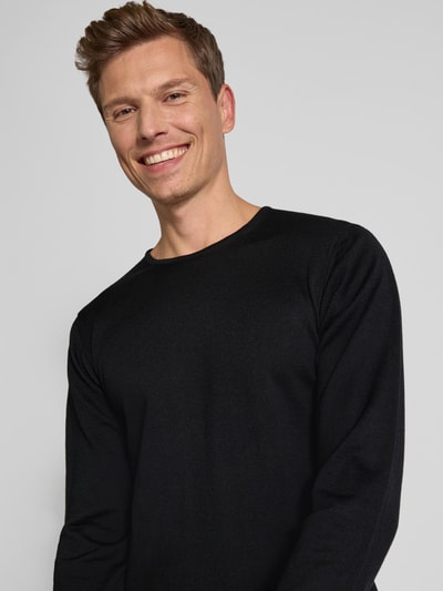 Casual Friday Sweter z mieszanki wełny Czarny 3