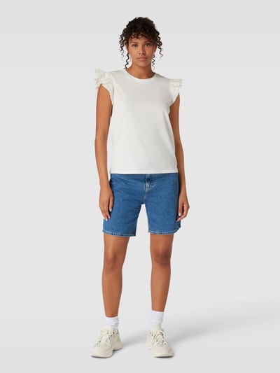 Marc O'Polo DENIM T-shirt z czystej bawełny z falbanami Złamany biały 1