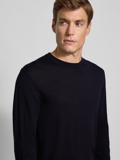 Carl Gross Sweter z dzianiny z wełny merino model ‘Dale’ Granatowy 3