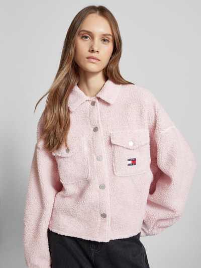 Tommy Jeans Relaxed Fit Hemdjacke aus Fleece Rosa 3