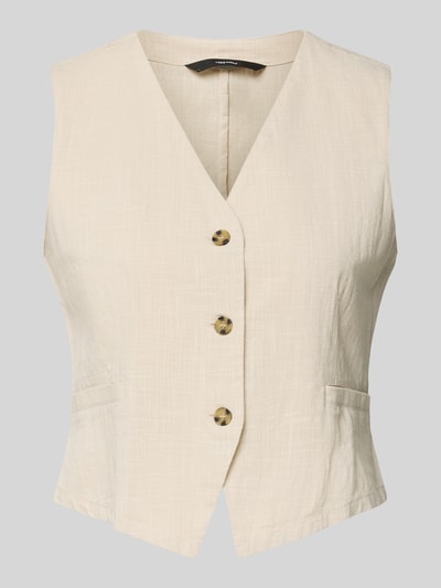 VERO MODA Regular Fit Leinenweste aus Baumwoll-Leinen-Mix Modell 'CAIA' Beige 2