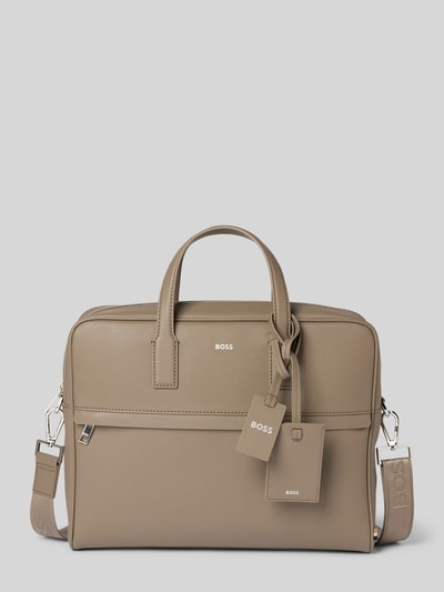 BOSS Laptoptasche mit Label-Print Modell 'Zair' Taupe 2