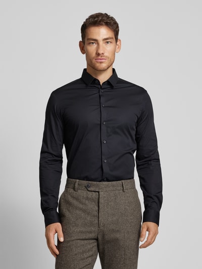 Casual Friday Slim fit vrijetijdsoverhemd met kentkraag, model 'Palle' Zwart - 4