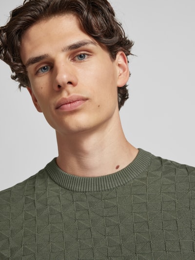 Only & Sons Strickpullover mit Strukturmuster Modell 'KALLE' Oliv 3