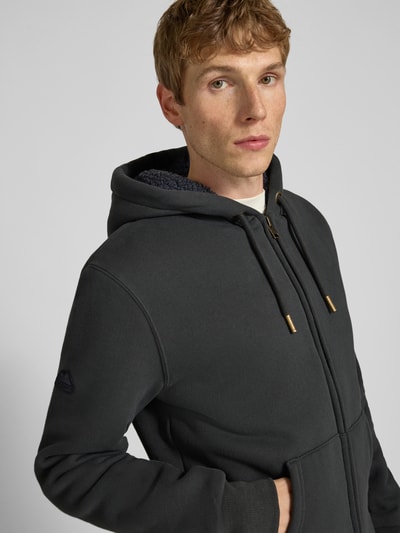Superdry Bluza rozpinana z kapturem i kieszenią kangurką Czarny 3