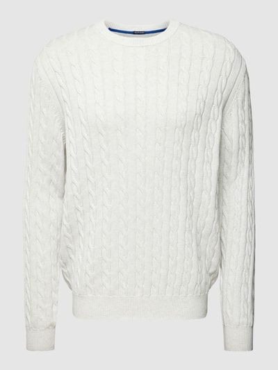 Christian Berg Men Strickpullover mit Zopfmuster Offwhite 2
