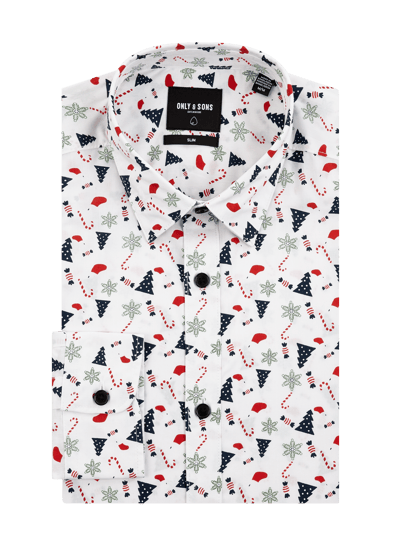 Only & Sons Koszula casualowa o kroju slim fit z dodatkiem bawełny Biały 2