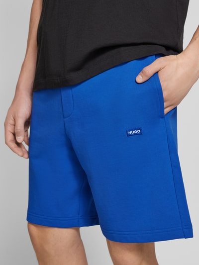 Hugo Blue Regular fit sweatshorts met labelpatch, model 'Nasensio' Blauw - 3